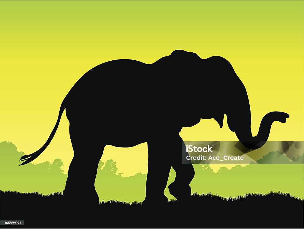 Elefante Silueta en la naturaleza salvaje - arte vectorial de Elefante libre de derechos