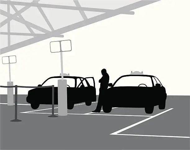 Vector illustration of Taxi Stop Vector Silhouette