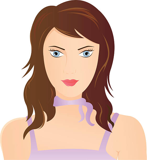 Girl face vector art illustration