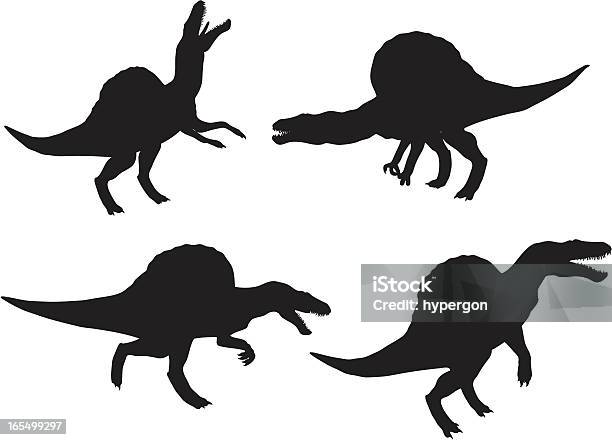 Spinosaurus Silhouette Collection Stock Illustration - Download Image Now - Spinosaurus, Back Lit, Cartoon