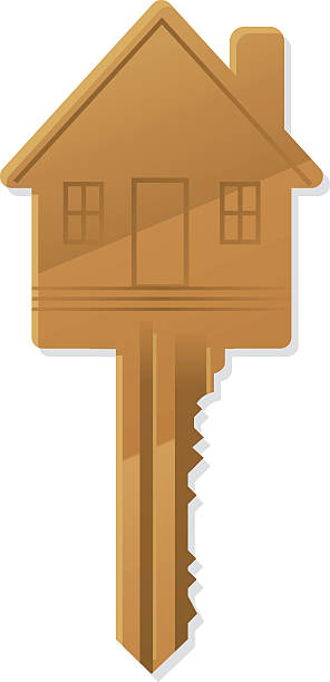 a brown house key with a house on the key - ryan in a 幅插畫檔、美工圖案、卡通及圖標
