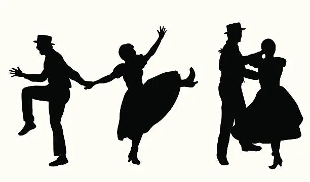 Vector illustration of Couple Dancing Vector Silhouette