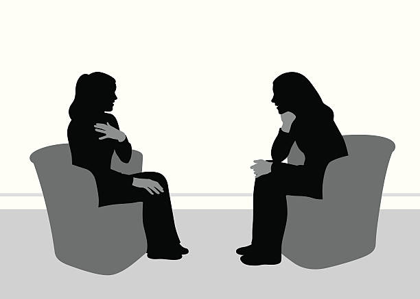 friendlytalk - talking chair two people sitting stock illustrations