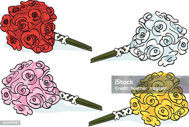 Des Bouquets Vecteurs libres de droits et plus d'images vectorielles de Rose - Fleur - Rose - Fleur, Dessin au trait, Rouge