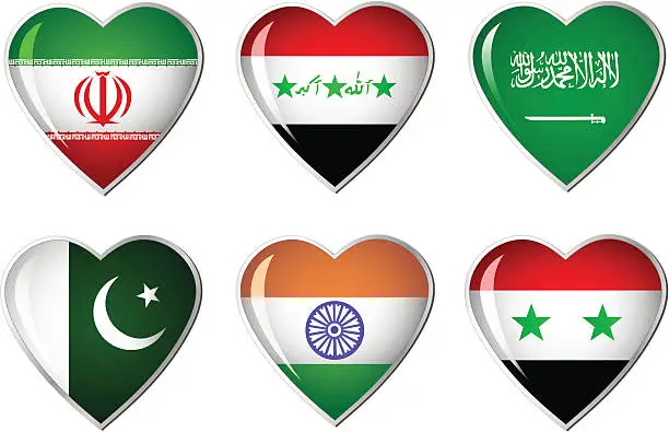 Vector illustration of heart flag collection