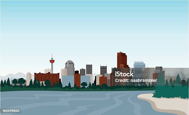 Der Innenstadt Von Calgary Stock Vektor Art und mehr Bilder von Calgary - Calgary, Stadtsilhouette, Berg