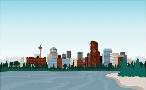 Vector illustration of Downtown Calgary