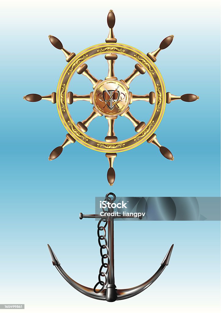 Roda de navio - Vetor de Ancorado royalty-free