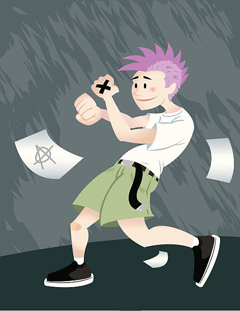 SXE Kid Punk Rock! This Hardcore kid lives a drug fee lifestyle! Kid and background are grouped on separate layers for easy editing.  Plenty of space for text/copy. faux hawk stock illustrations