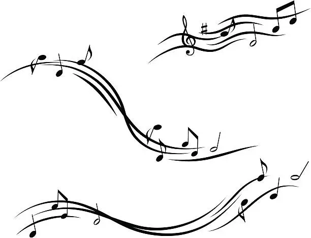 Vector illustration of Musical design with lines and notes