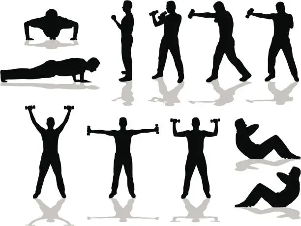 Vector illustration of Fitness silhouettes