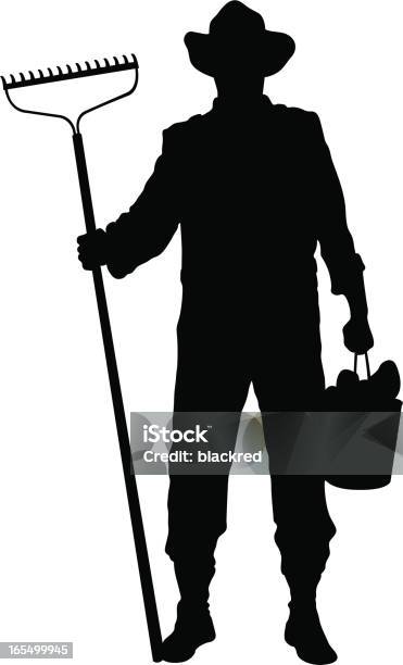 Farmer Stock Illustration - Download Image Now - Farmer, Cut Out, Rake