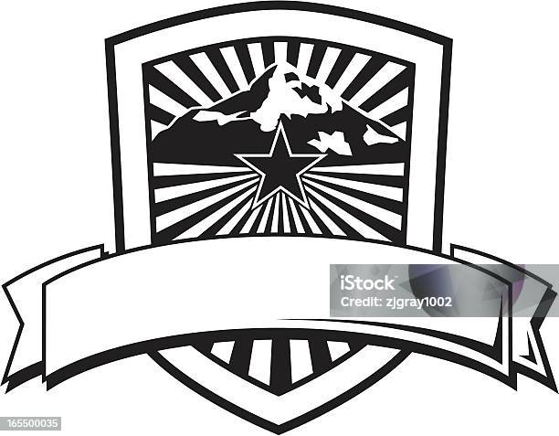 Гора Звезды Фон Баннера — стоковая векторная графика и другие изображения на тему Гора - Гора, Солнечный луч, Альпинизм