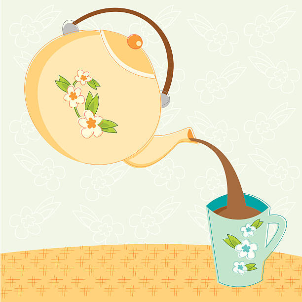 Sketchy Teapot Scene vector art illustration