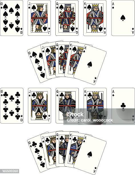Spade Et Club Royal Flush Cartes À Jouer Ensemble Vecteurs libres de droits et plus d'images vectorielles de Quinte flush - Quinte flush, Poker, Roi de pique