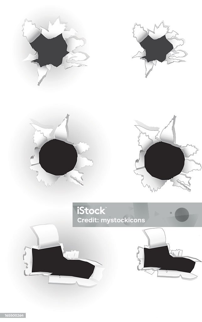 Paper Holes Lot of easy to edit black hole in paper.  Great for hole in the wall effects.   Broken stock vector