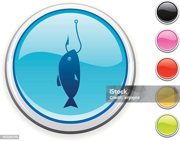 Ilustración de Icono De Pescado y más Vectores Libres de Derechos de Animal - Animal, Anzuelo de pesca, Azul