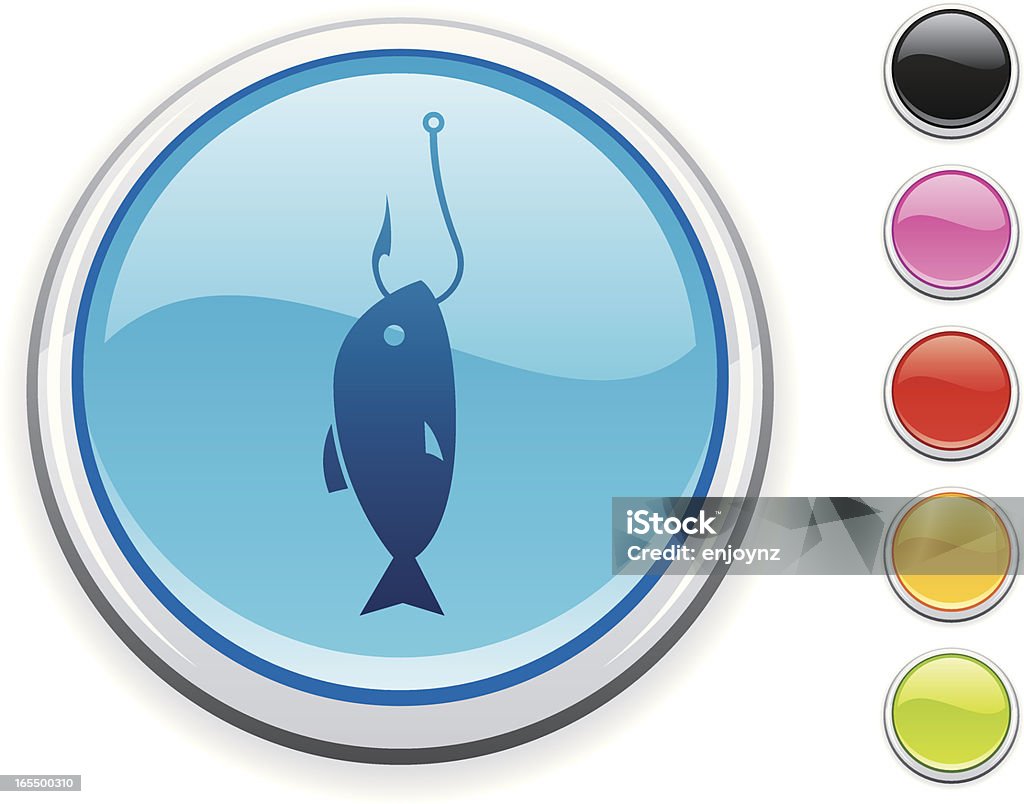 Fish icon glossy fish icon, 5 other blank colour buttons included Animal stock vector