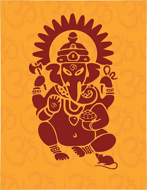 Vector illustration of Hindu Ganesh with Om