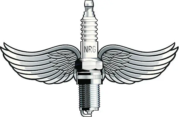 Vector illustration of Winged spark plug