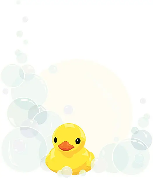 Vector illustration of Rubber Duck and Bathtime Bubbles