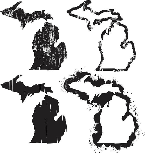 United States of Grunge - Michigan vector art illustration