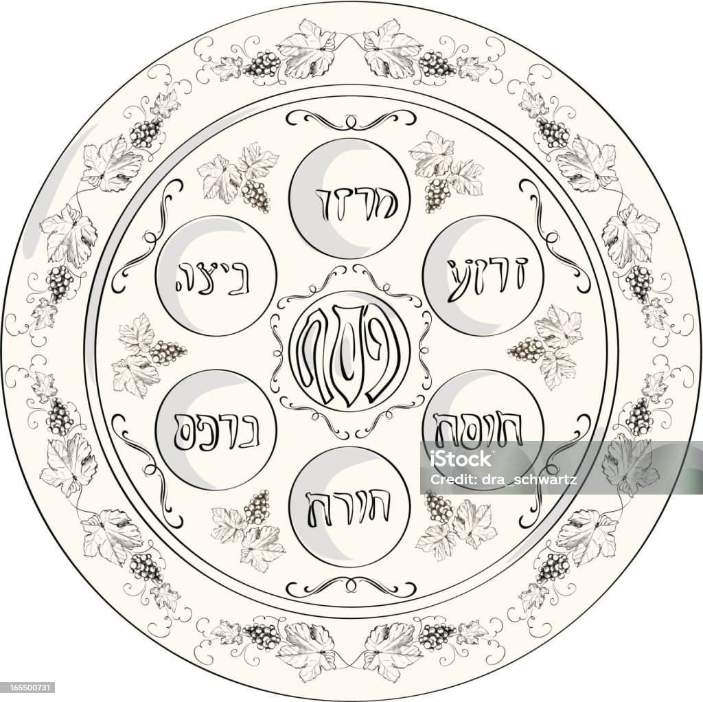 Тарелка для Песах - Векторная графика Тарелка для Песах роялти-фри