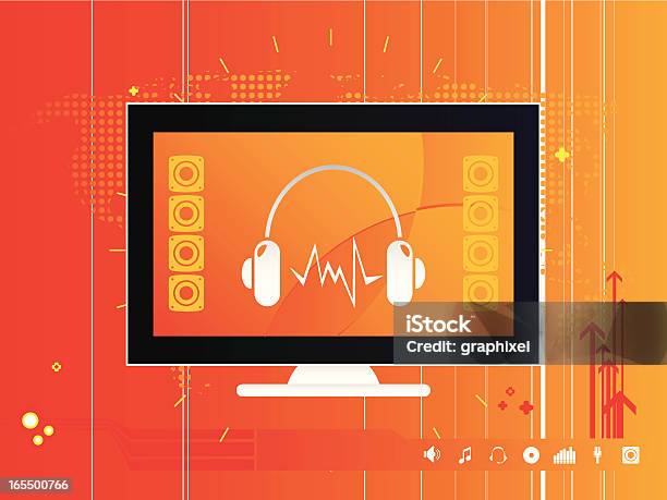 Musica Di Sottofondo - Immagini vettoriali stock e altre immagini di Arancione - Arancione, Ascoltare, Astratto