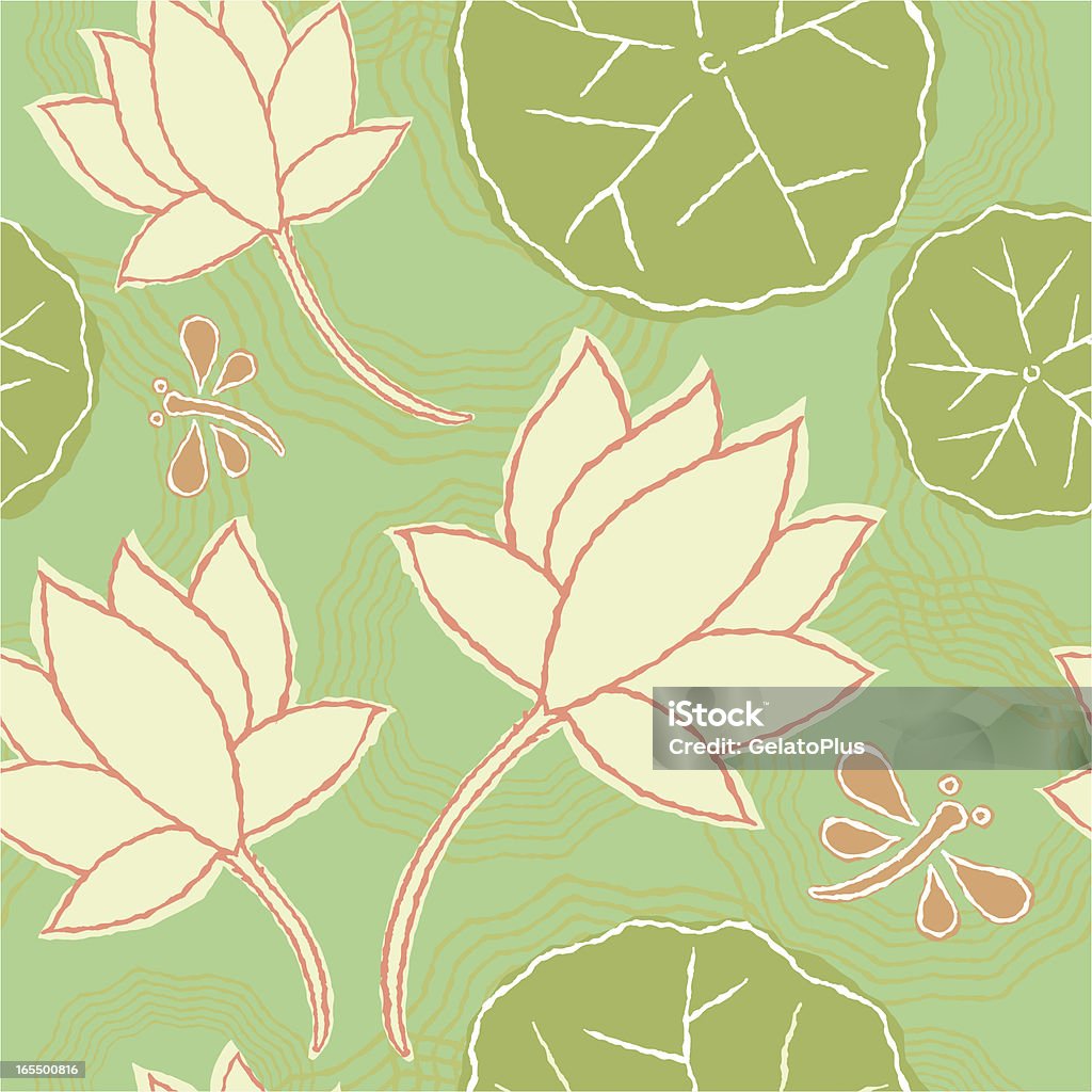 Lotus Flor sem costura padrão - Royalty-free Lótus arte vetorial