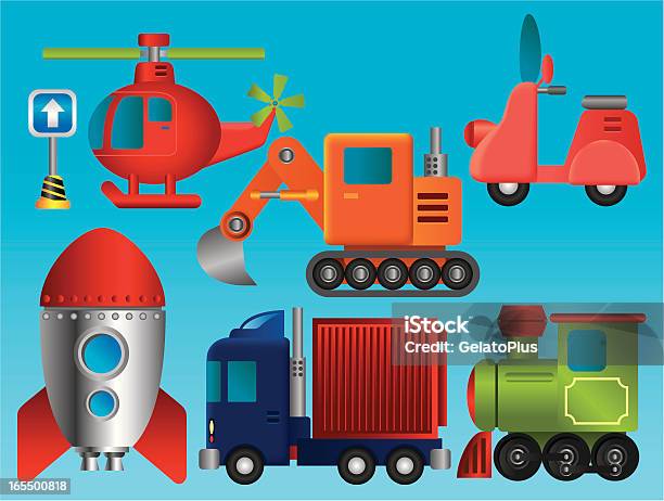 Collection De Transport Vecteurs libres de droits et plus d'images vectorielles de Camion miniature - Camion miniature, Cartoon, Fret