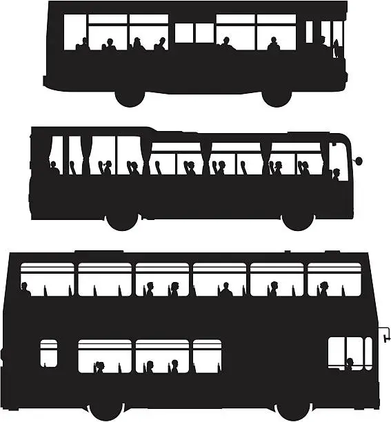 Vector illustration of Two Buses and a Coach