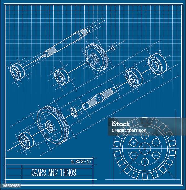 Вектор Шестерни И Вещи Bluprint — стоковая векторная графика и другие изображения на тему Machinery - Machinery, План здания, Часть машины