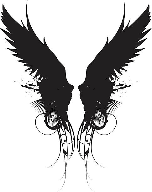 ornate wing flourish vector art illustration