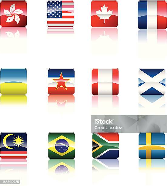 Kolekcja Flagi Narodowej - Stockowe grafiki wektorowe i więcej obrazów Amerykańska flaga - Amerykańska flaga, Brazylia, Flaga