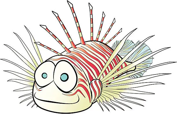 Vector illustration of Lionfish Cartoon