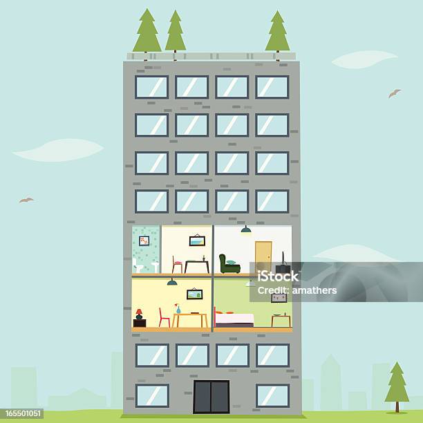 Ilustración de Sala De Estar Del Apartamento y más Vectores Libres de Derechos de Piso - Residencia - Piso - Residencia, Interior, Arquitectura exterior