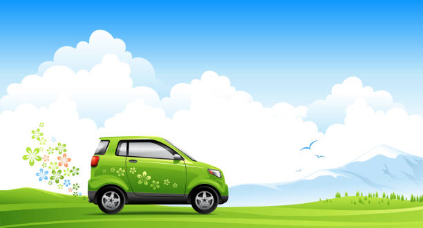 ilustraciones, imágenes clip art, dibujos animados e iconos de stock de piensa en verde - green car