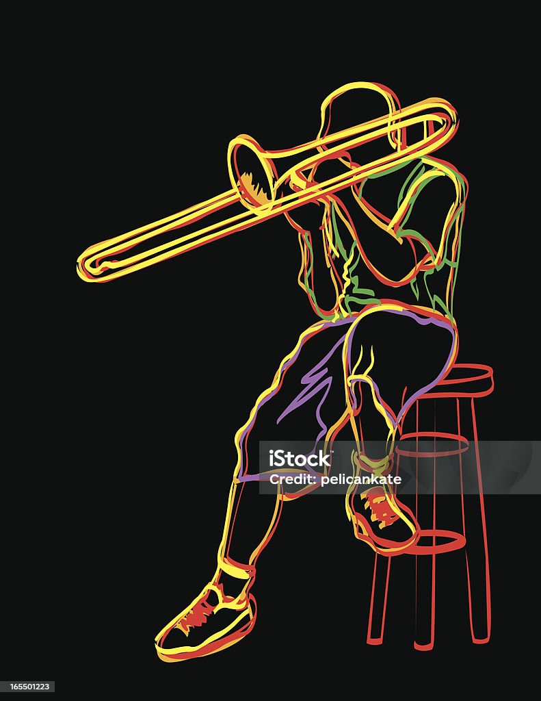 Trombone Jogador - Royalty-free Arte Linear arte vetorial