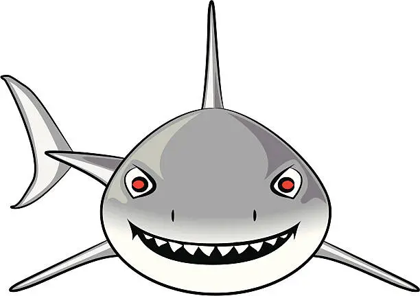 Vector illustration of Great White Shark Cartoon