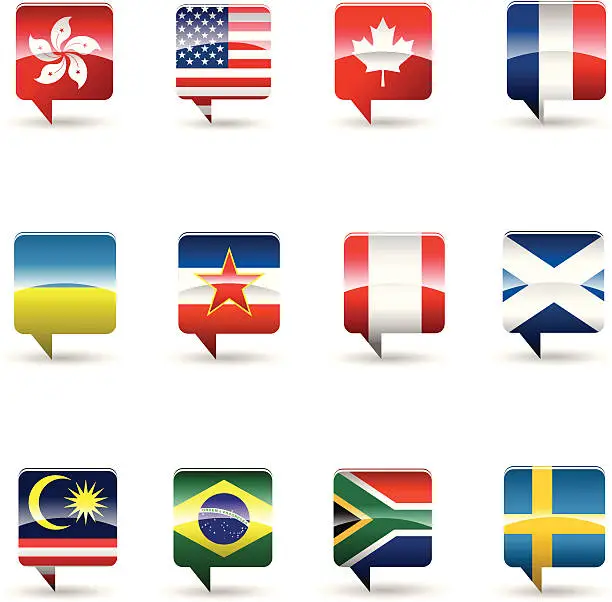 Vector illustration of National flag collection of 12 countries