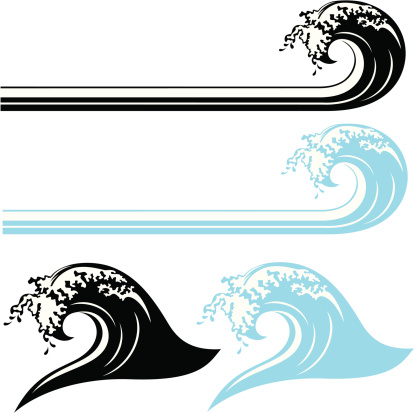 Vector illustration of a border and symbol of a  wave. Colors can easily be changed with vector editing software. Includes ai8.eps & .jpeg file formats.