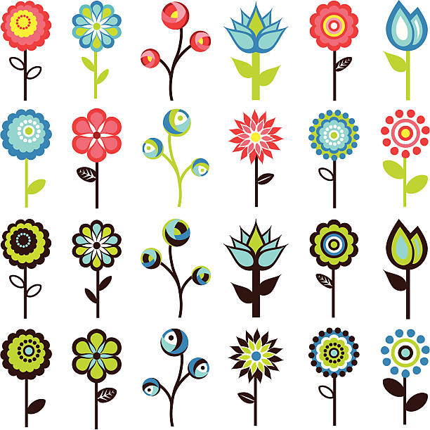 Retro-Blumen – Vektorgrafik