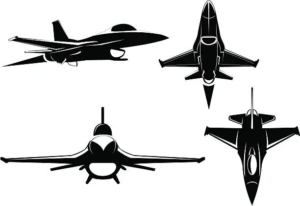 Vector illustration of F-16 four views