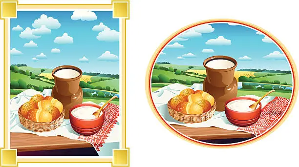 Vector illustration of Still life with a jug