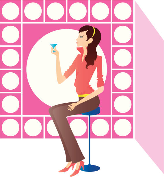 Girl Drinking vector art illustration