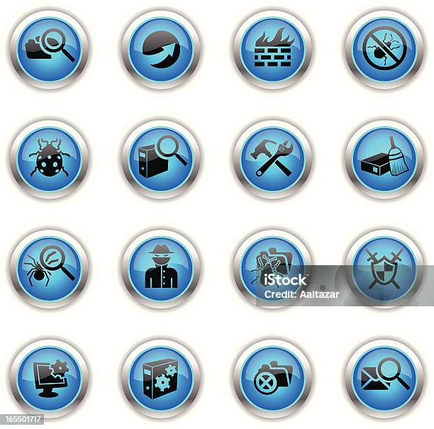 Niebieskie Ikonyweb Bezpieczeństwa - Stockowe grafiki wektorowe i więcej obrazów Debugowanie - Debugowanie, Ikona, Bezpieczeństwo sieciowe