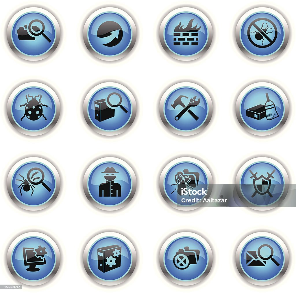 Синий иконы-Интернет-безопасности - Векторная графика Иконка роялти-фри