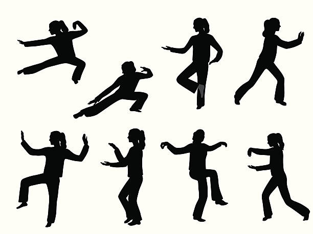 More Tai Chi Vector Silhouette A-Digit martial arts stock illustrations