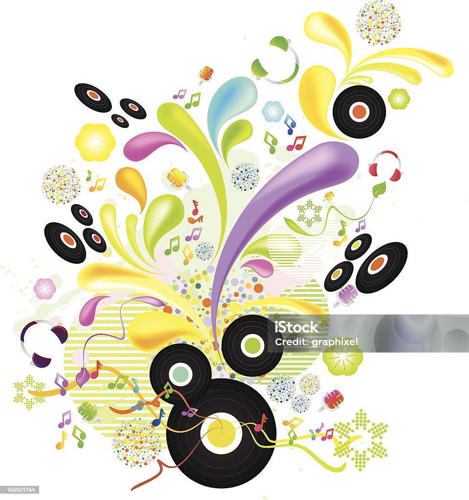 Colorido Floral fondo de música - arte vectorial de Pastel - Intensidad del color libre de derechos
