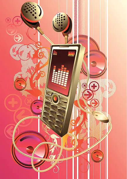 Vector illustration of Mobile music